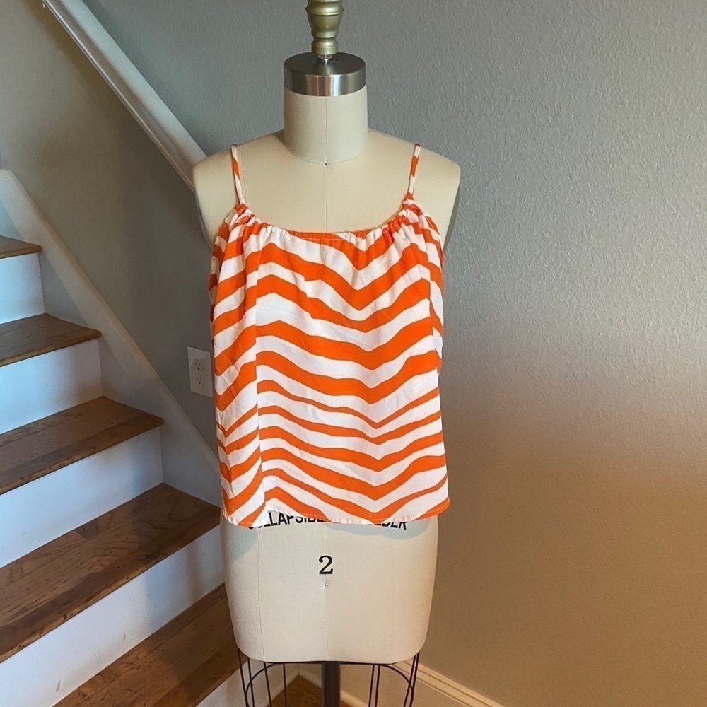 Misope Orange & White Zebra Print Cami Top Tie Bck​​​​​​​​​